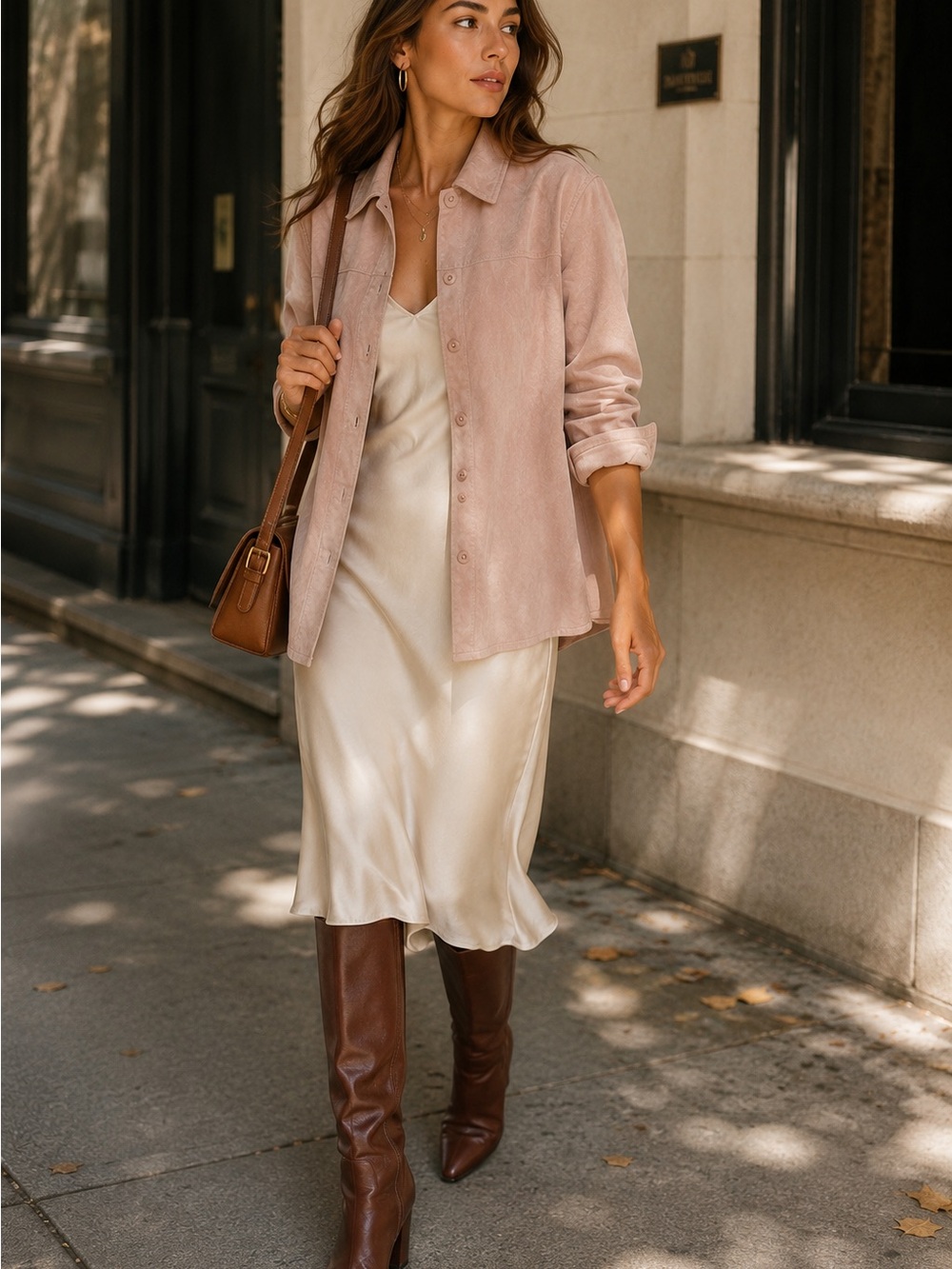 Sonoma Jean Company L Genuine Suede Leather Shirt Jacket Blush Pink Lightweight